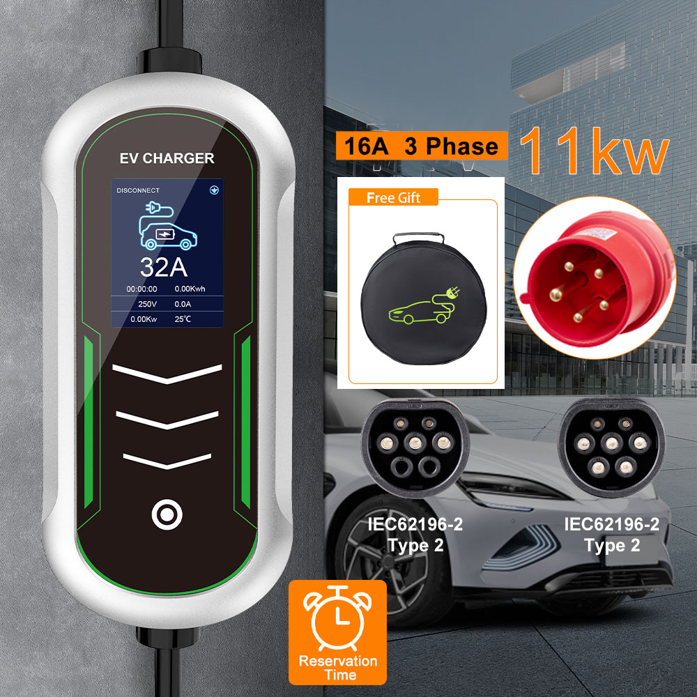 IPENGEN 11KW EV Portable Charg - Portable Ev Charger 32A Type 2 Cee Plug ulasan dan harga