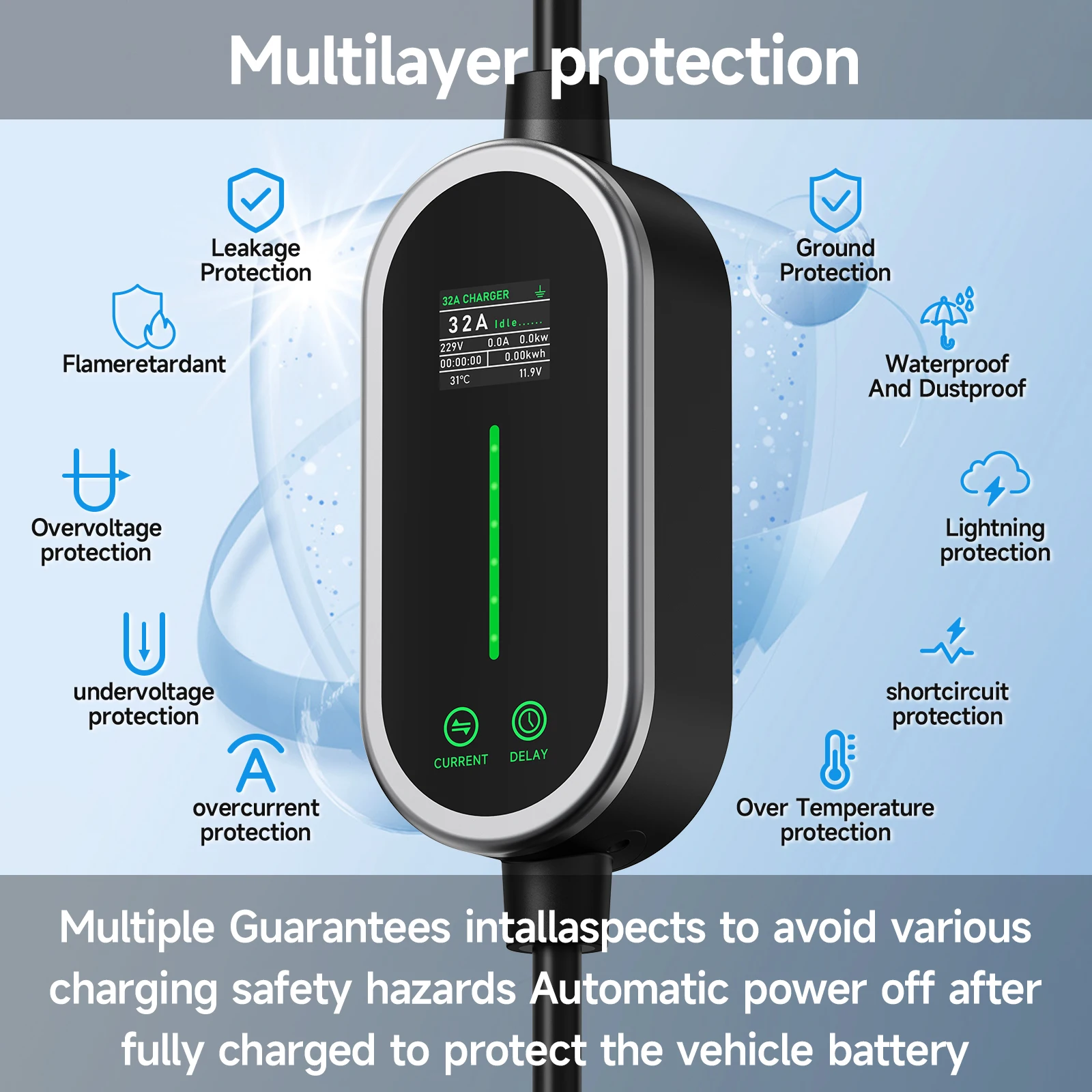AFEEV 7.2KW 32A Portable EV Ch - Portable Ev Charger 32A Type 2 Cee Plug ulasan dan harga
