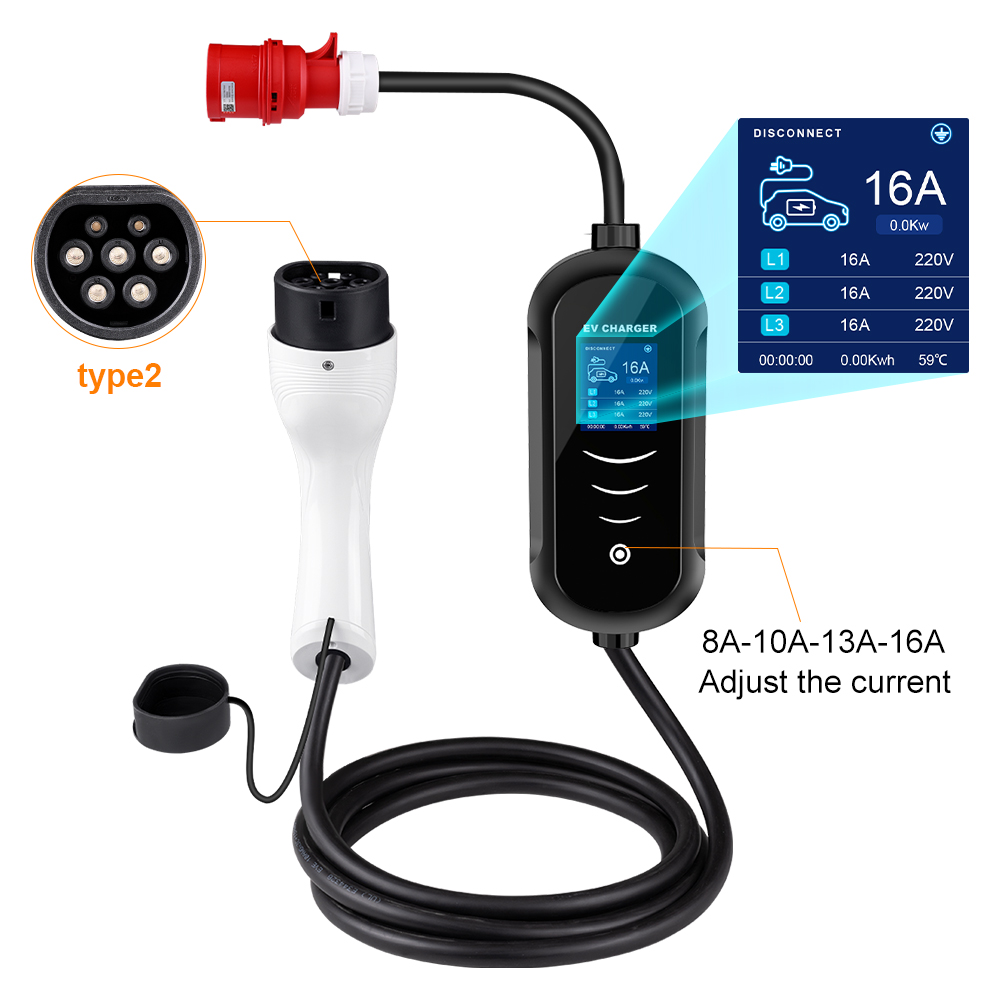 IPENGEN 11KW 16A 3 Phase EV Po - Portable Ev Charger 32A Type 2 Cee Plug ulasan dan harga