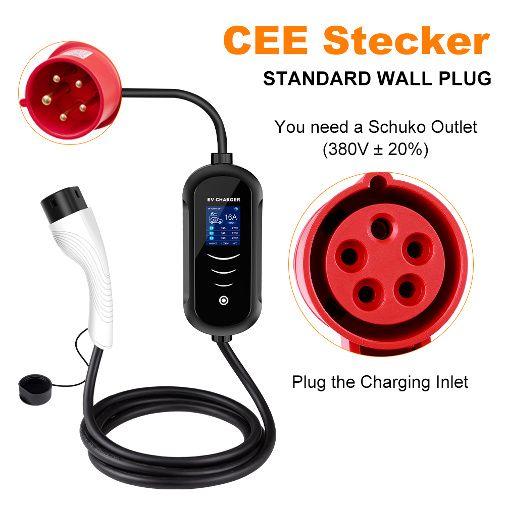 IPENGEN 11KW 16A 3 Phase EV Po - Portable Ev Charger 32A Type 2 Cee Plug ulasan dan harga