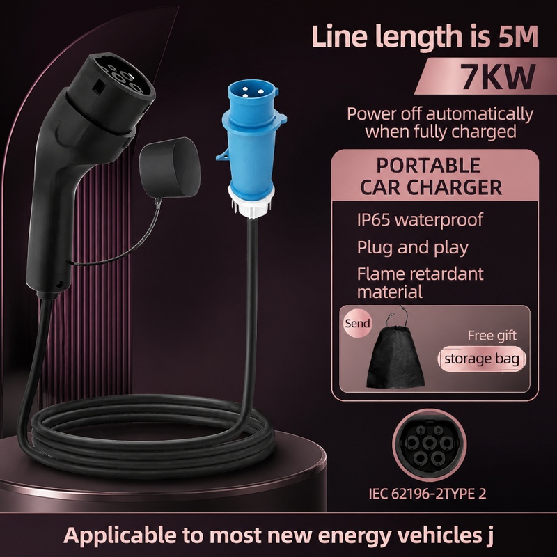 7KW ROMADA 32A Electric Vehicl - Portable Ev Charger 32A Type 2 Cee Plug ulasan dan harga