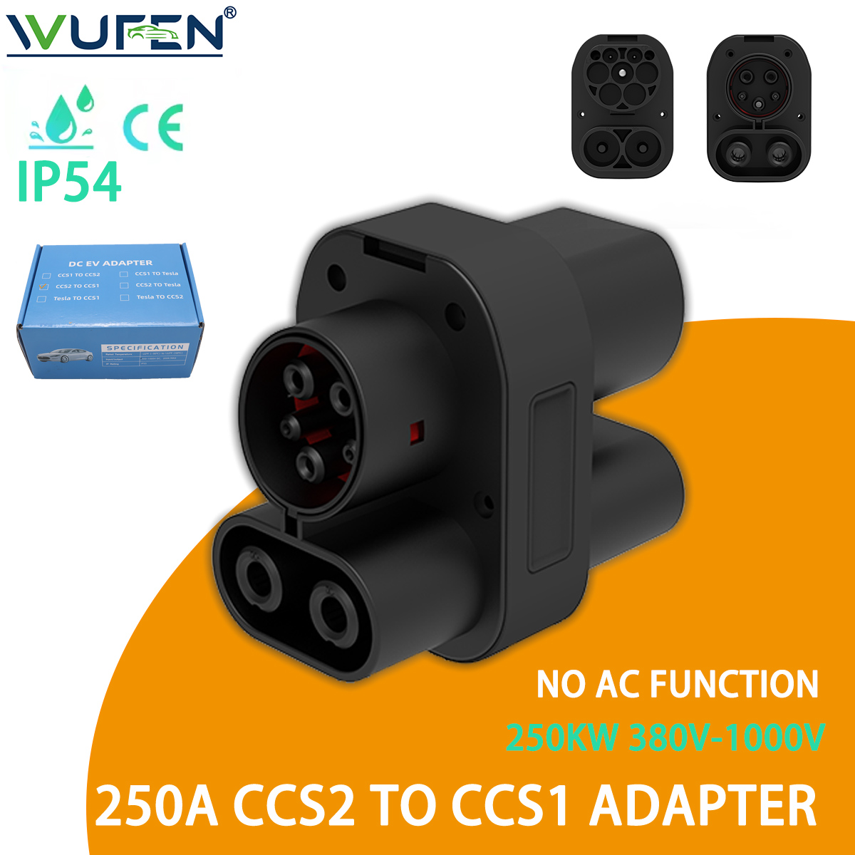 WUFEN 250KW CCS2 to CCS1 Adapt - Ccs2 To Ccs1 Fast Charge Adapter 250Kw ulasan dan harga