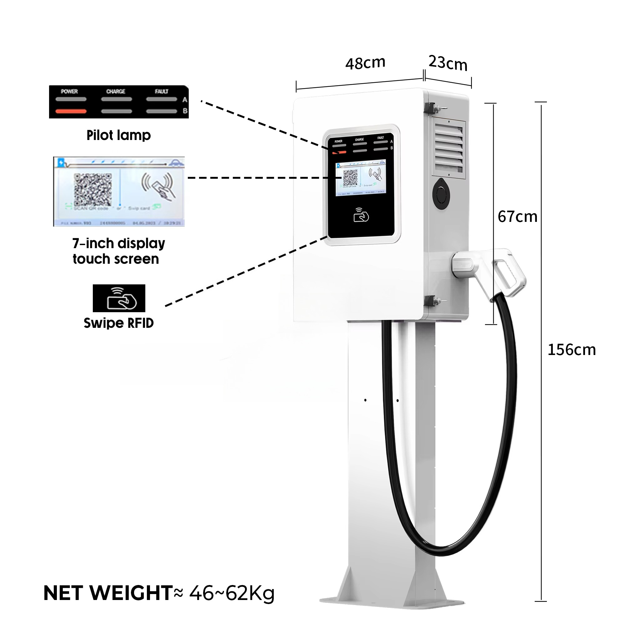 Ocpp 20kw 30kw 40kw CCS GBT Co - Dc Fast Charger 30Kw Wallbox Commercial ulasan dan harga